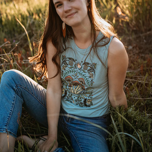 West Coast Karma - Cottage Mushroom Muscle Tank