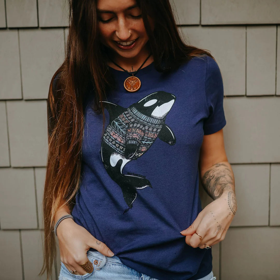 West Coast Karma- Sweater Orca Ladies Tee Navy