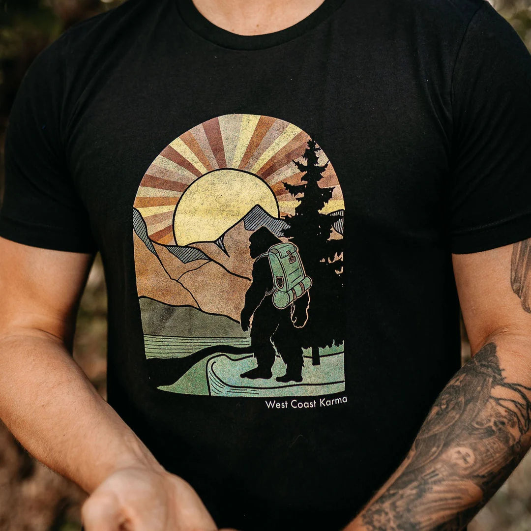 West Coast Karma - Retro Sasquatch Hiking Tee