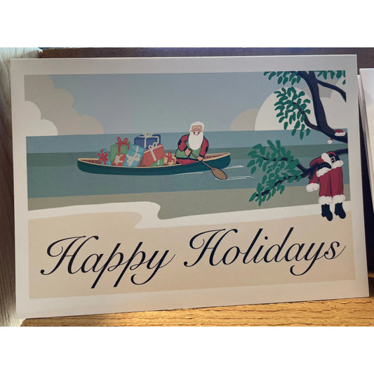 Woodford_illustrate - Santa in a Canoe Gift Card 7x5