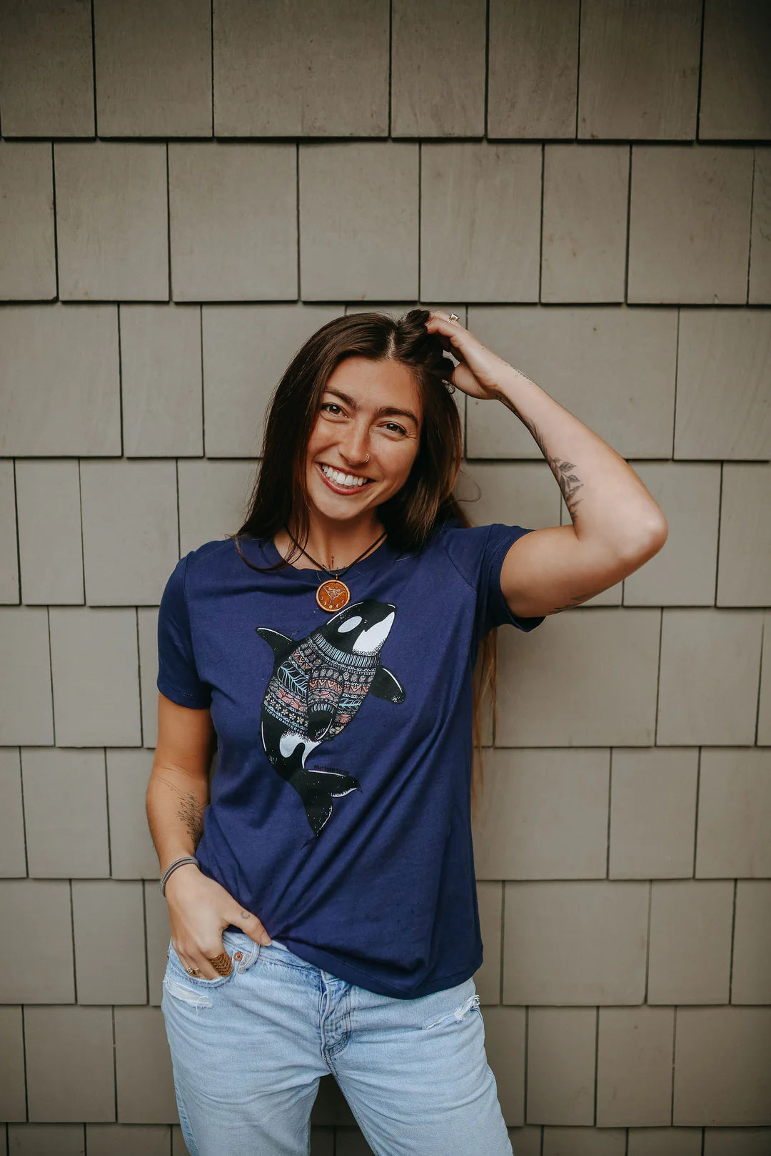 West Coast Karma- Sweater Orca Ladies Tee Navy