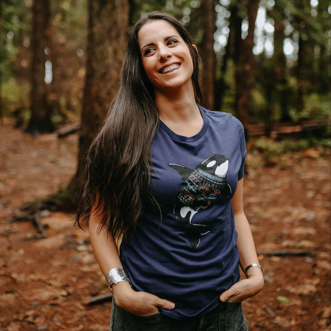 West Coast Karma- Sweater Orca Ladies Tee Navy