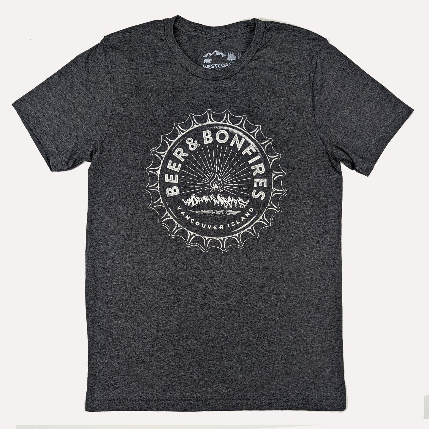 Westcoastees - Adult Unisex Beer and Bonfires Vancouver Island T-shirt