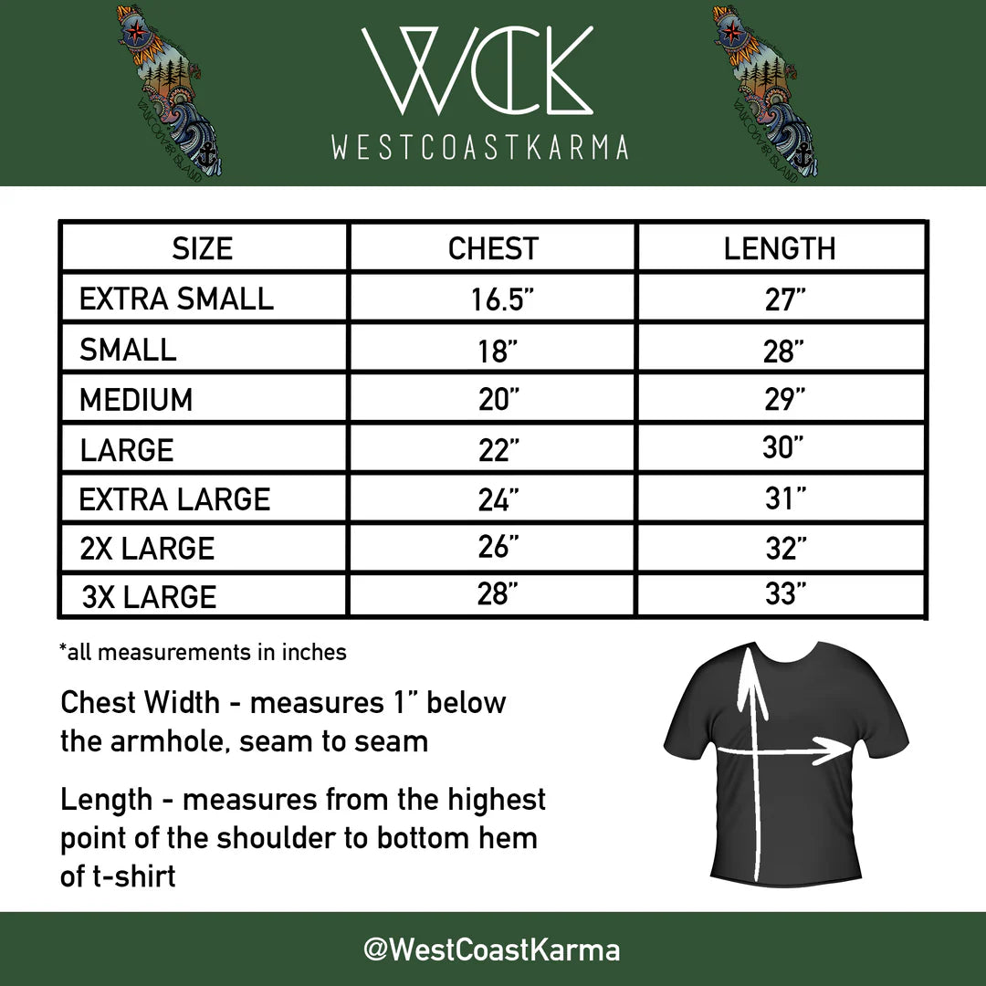 West Coast Karma- Colourful Vancouver Island Mens Tee